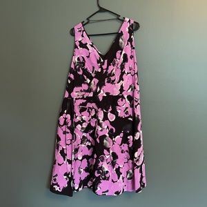 Adrianna Papell Pleated Abstract Plus Size Dress